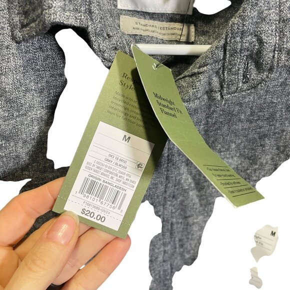 Goodfellow & Co Mens M Gray Button-Up Standard Fit Flannel - Picture 4 of 4